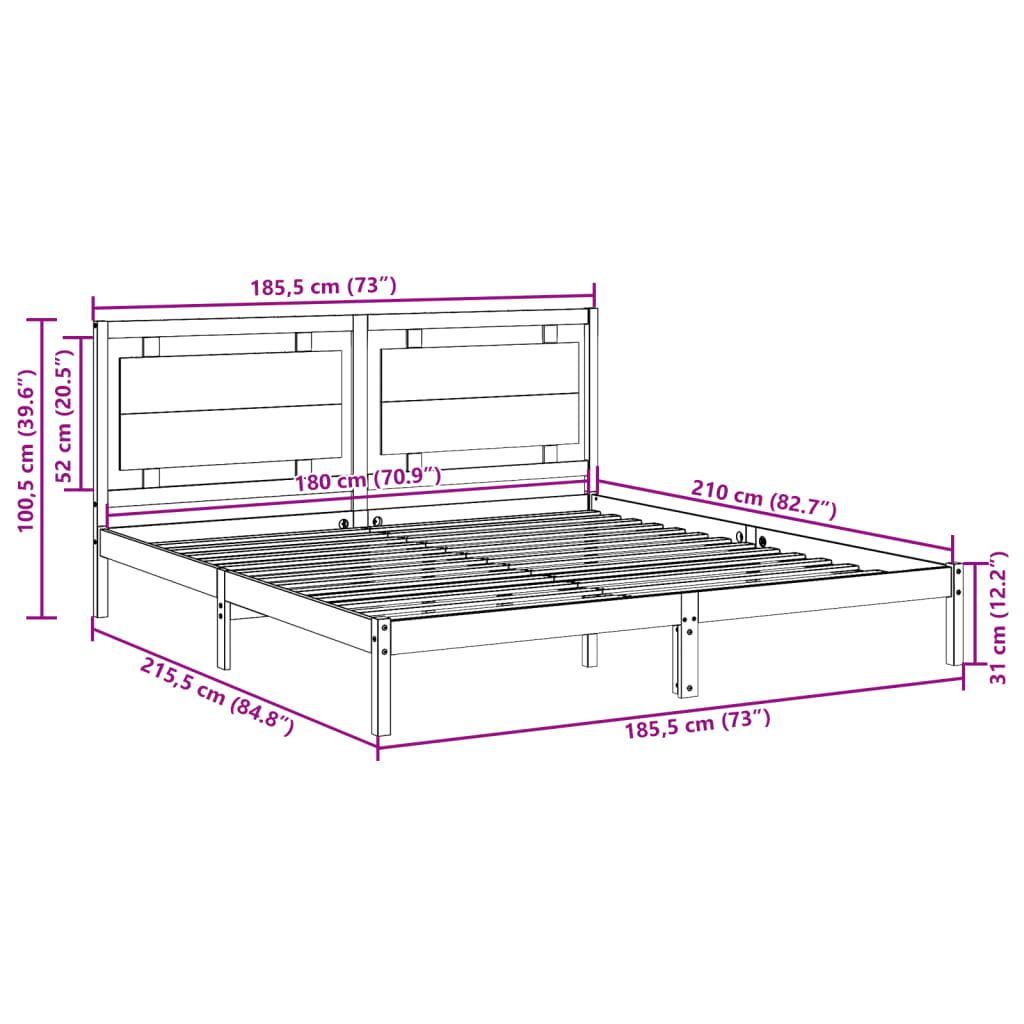 Giroletto Extra Lungo senza Materasso 180x210 cm Legno Massello | homemem39