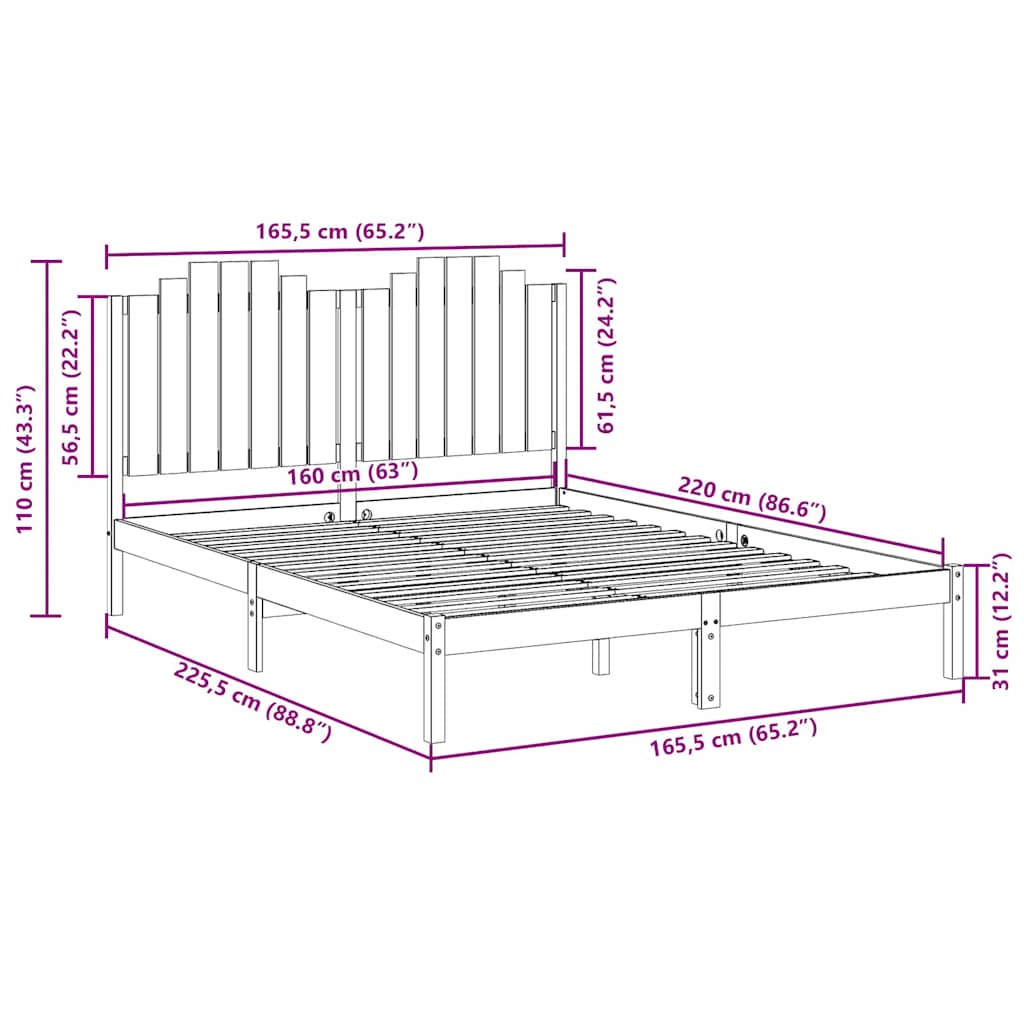 Giroletto Extra Lungo senza Materasso 160x220 cm Legno Massello | homemem39