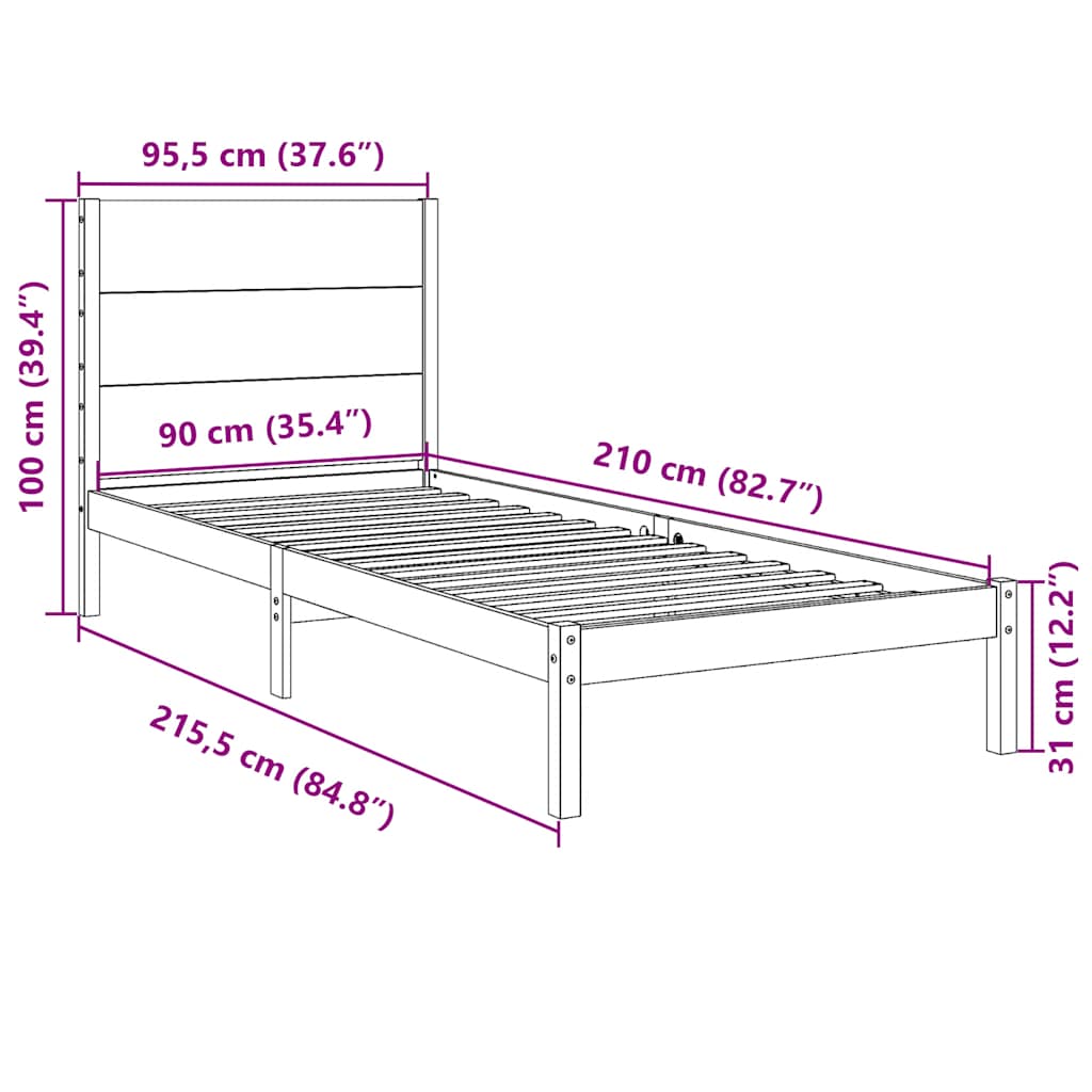 Giroletto Extra Lungo senza Materasso 90x210 cm Legno Massello | homemem39
