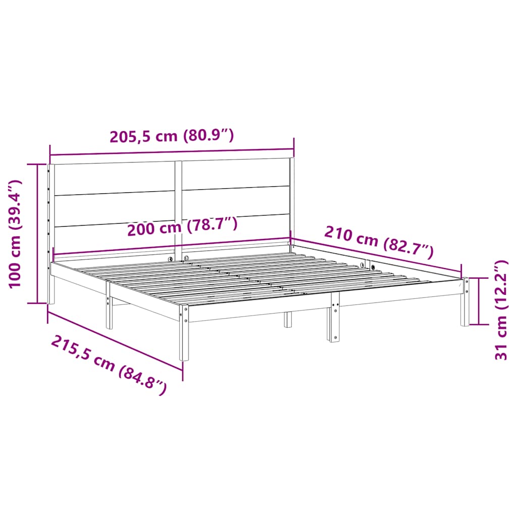 Giroletto Extra Lungo senza Materasso 200x210 cm Legno Massello | homemem39