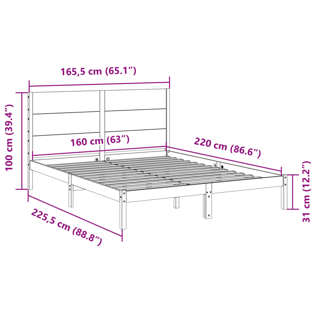 Giroletto Extra Lungo senza Materasso 160x220 cm Legno Massello | homemem39