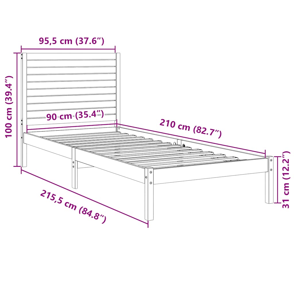 Giroletto Extra Lungo senza Materasso Bianco 90x210 cm Massello | homemem39