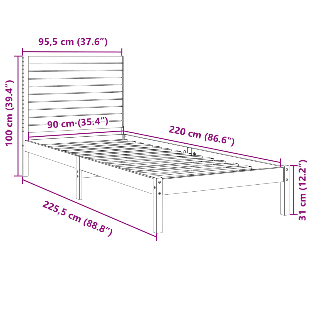 Giroletto Extra Lungo senza Materasso 90x220 cm Legno Massello | homemem39