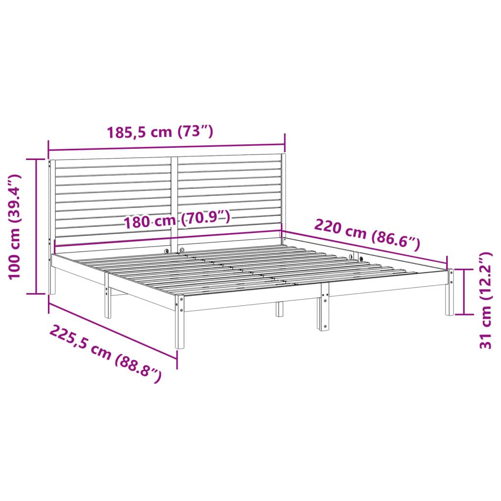 Giroletto Extra Lungo senza Materasso 180x220 cm Legno Massello | homemem39