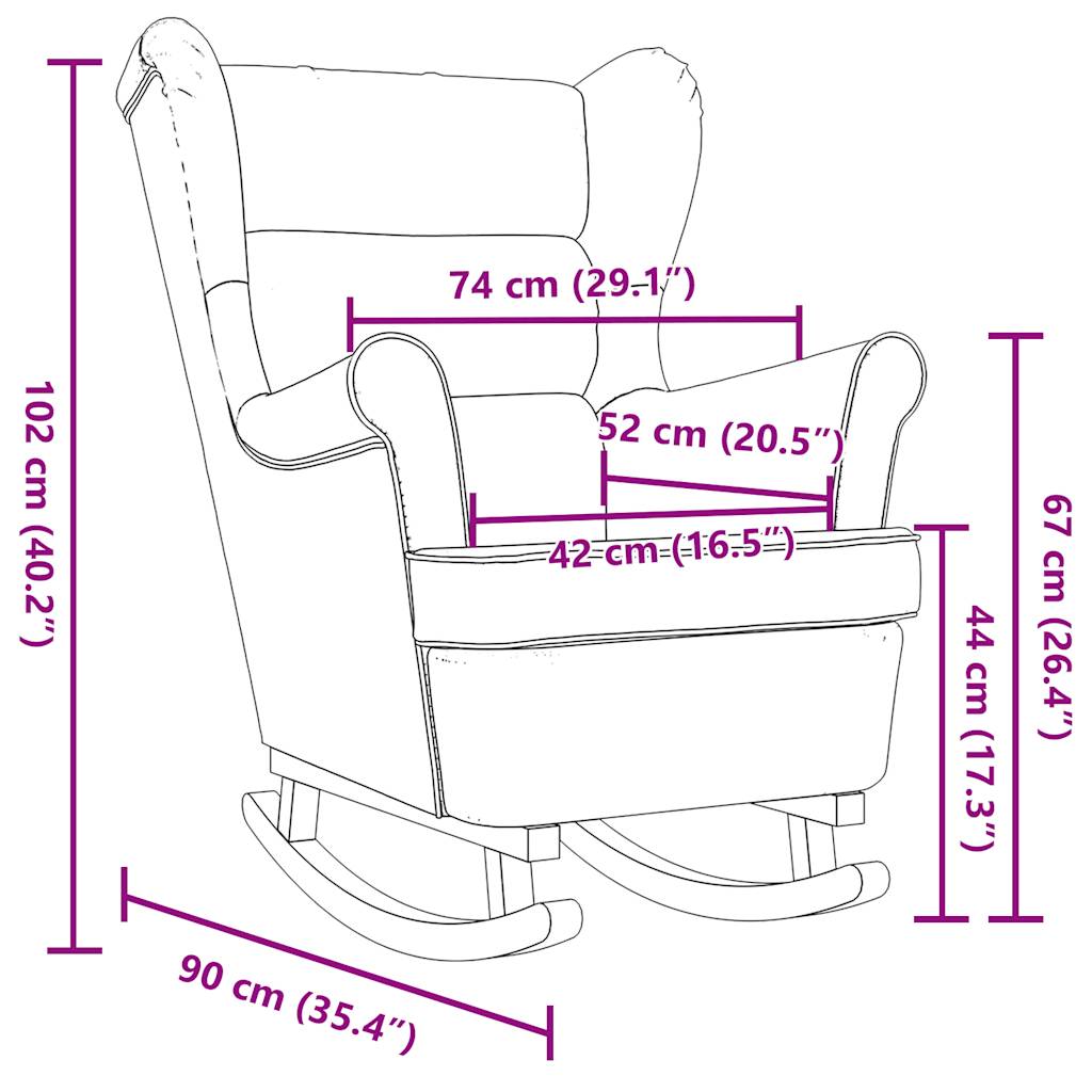 Sedia a Dondolo Grigio Chiaro 74x90x102 cm in Tessuto | homemem39