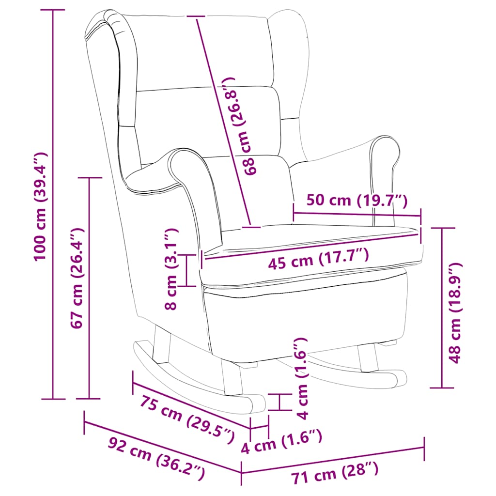 Sedia a Dondolo Crema 74x90x102 cm in Tessuto | homemem39