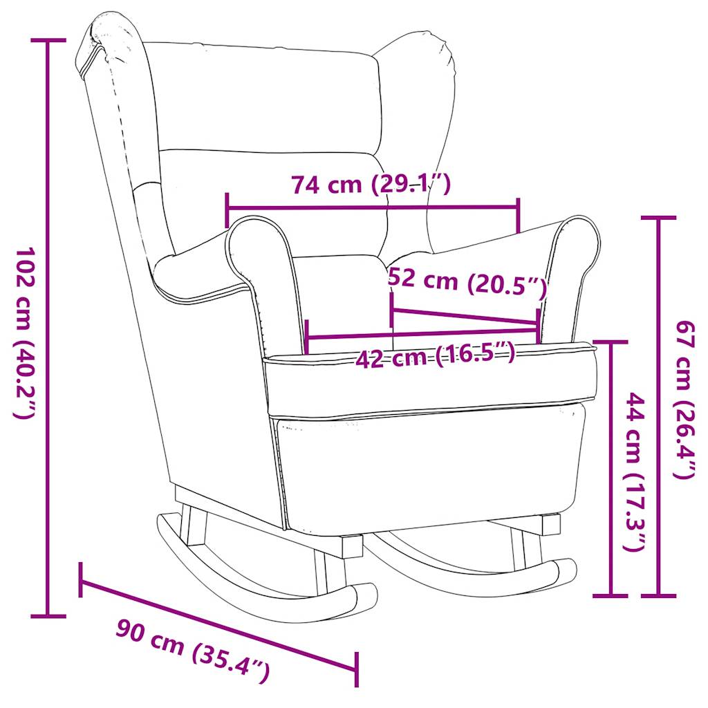 Sedia a Dondolo Bianca 74x90x102 cm in Lino | homemem39