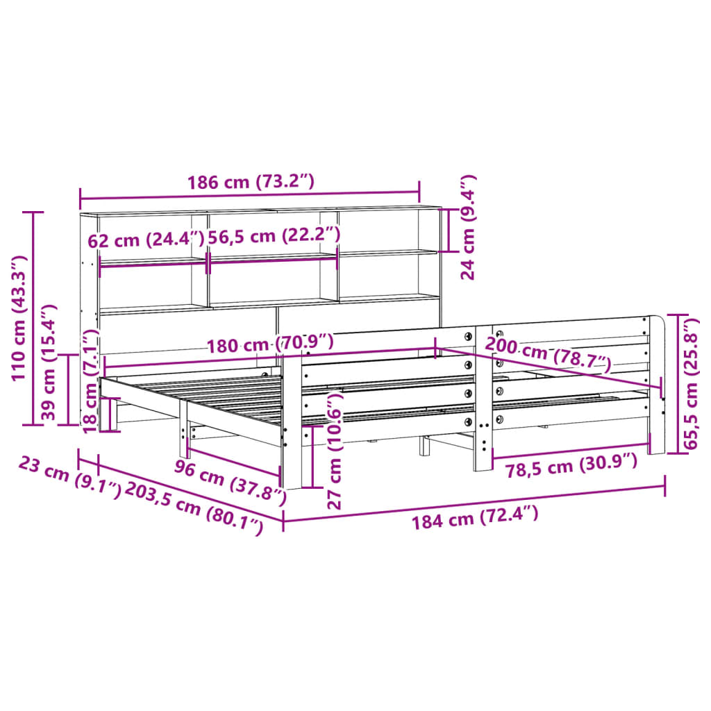 Giroletto senza Materasso Bianco 180x200 cm Legno Massello Pino | homemem39