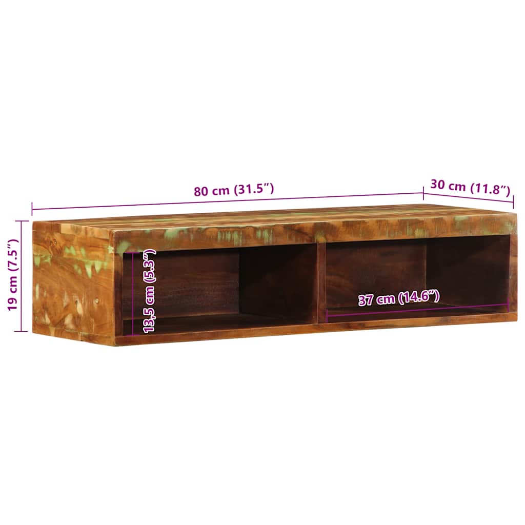 Mobile TV a Parete 80x30x19 cm in Legno Massello di Acacia - homemem39