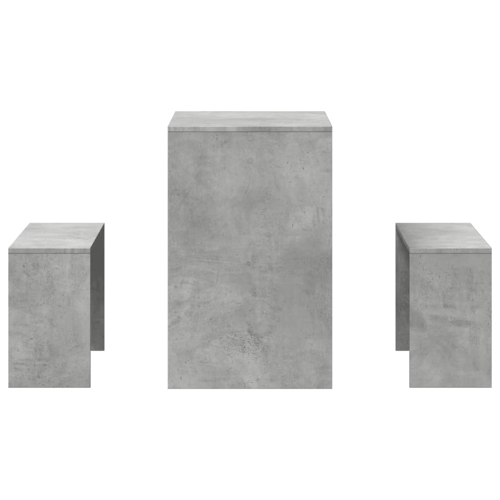 Set Tavolo da Pranzo e Panche 3 pz Grigio Cemento in Truciolato - homemem39