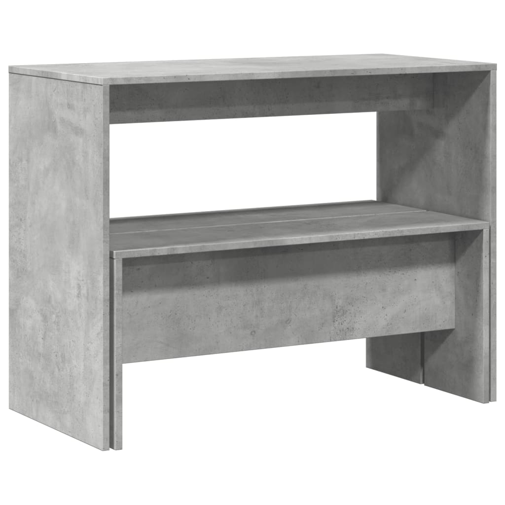 Set Tavolo da Pranzo e Panche 3 pz Grigio Cemento in Truciolato - homemem39