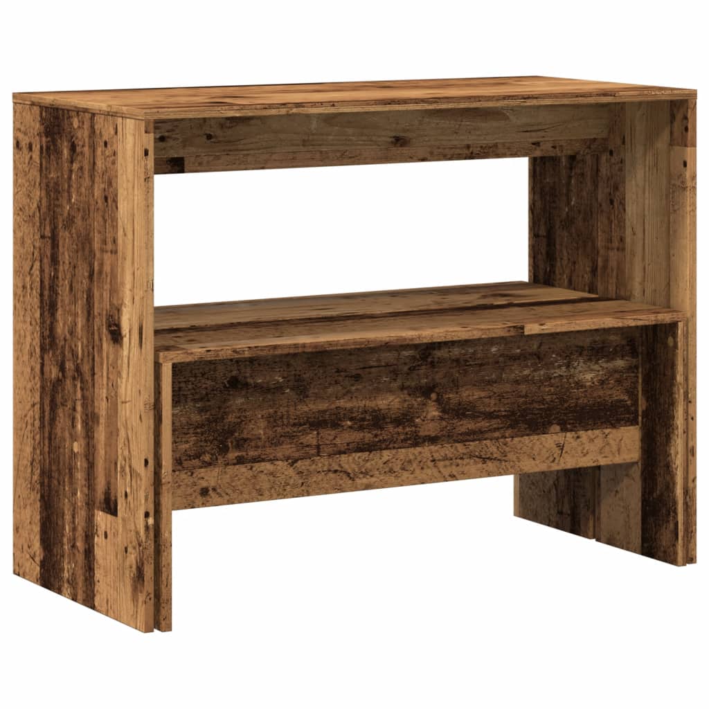Set Tavolo da Pranzo e Panche 3 pz Legno Antico in Truciolato - homemem39