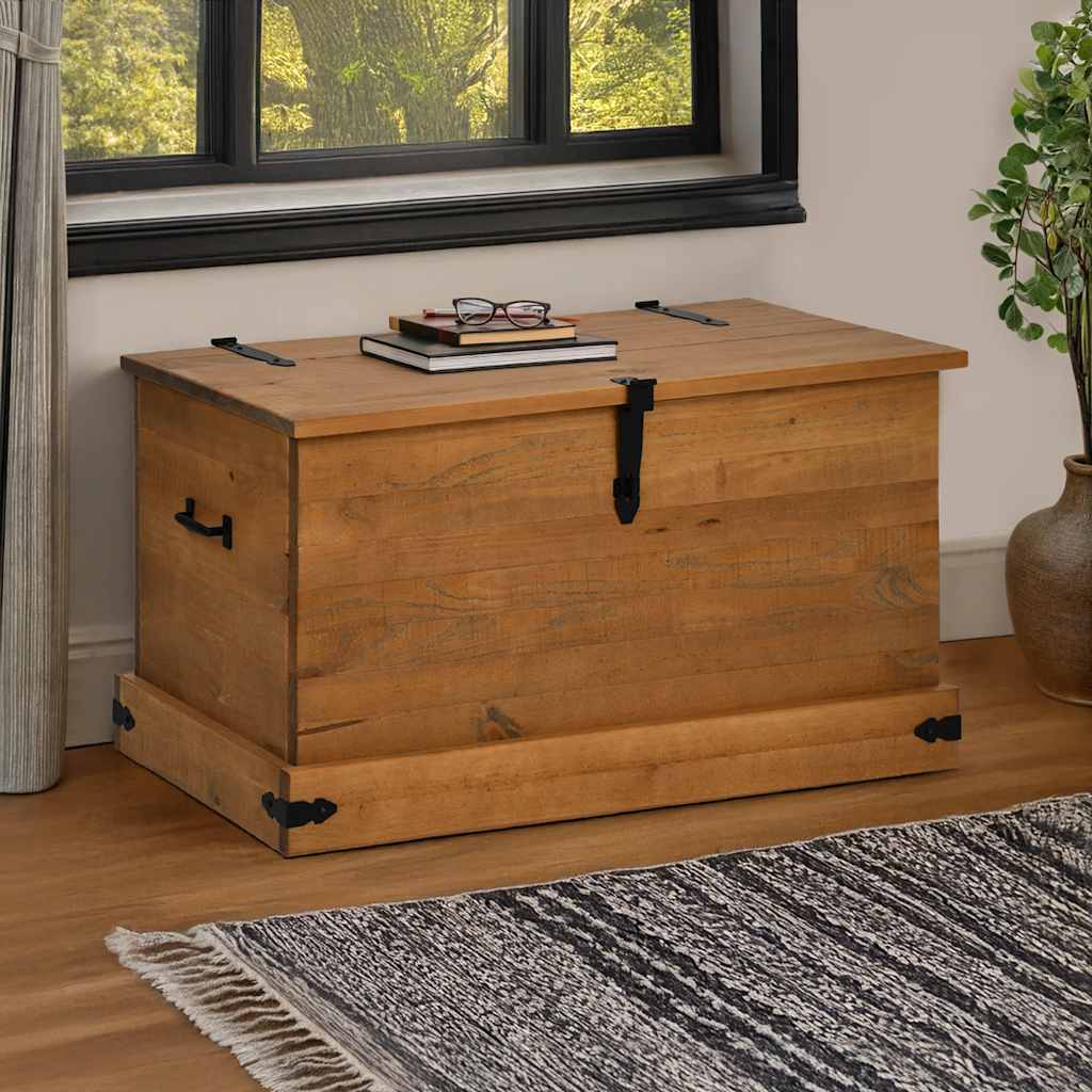 Cassapanca HALDEN 91x48x47 cm in Legno Massello di Pino - homemem39