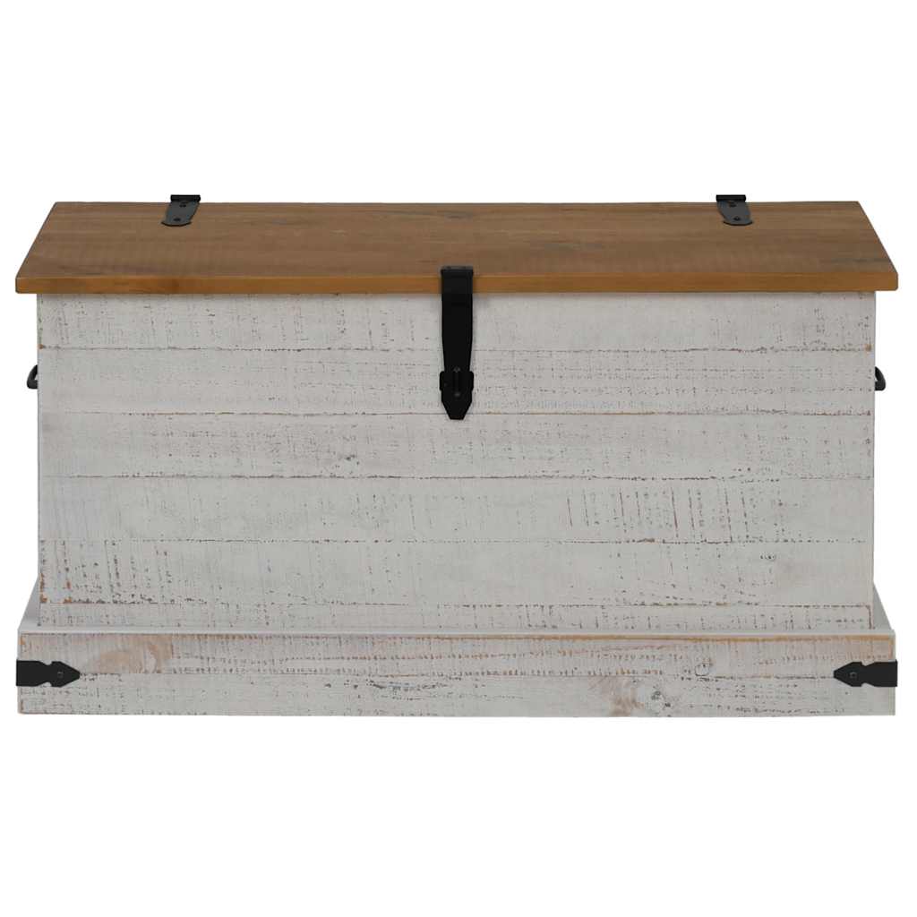 Cassapanca HALDEN Bianco 91x48x47 cm in Legno Massello di Pino