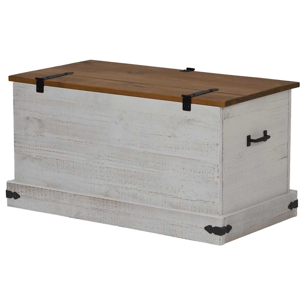 Cassapanca HALDEN Bianco 91x48x47 cm in Legno Massello di Pino