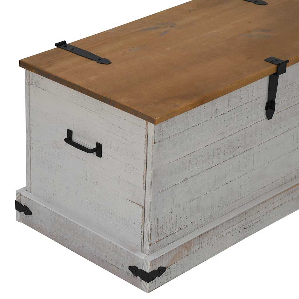 Cassapanca HALDEN Bianco 91x48x47 cm in Legno Massello di Pino