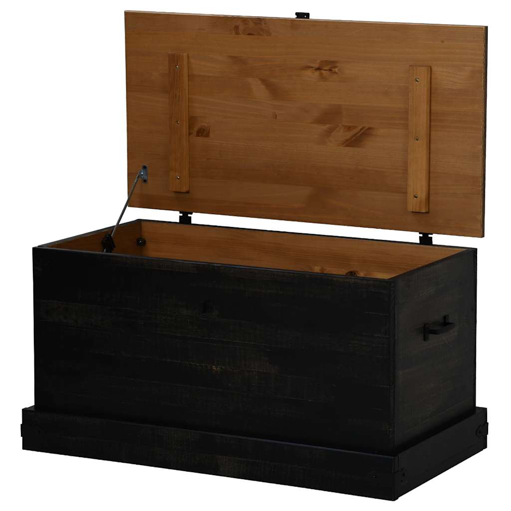 Cassapanca HALDEN Nero 91x48x47 cm in Legno Massello di Pino