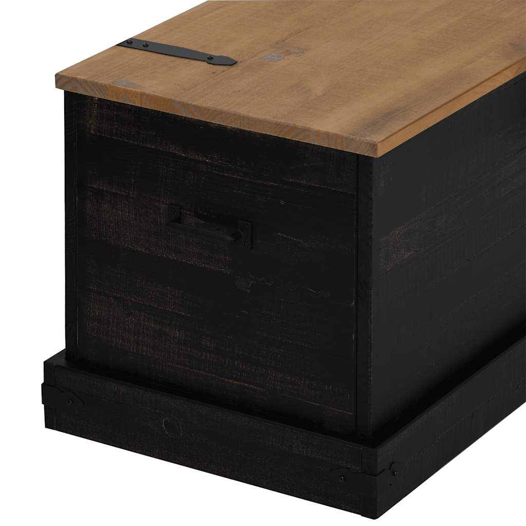 Cassapanca HALDEN Nero 91x48x47 cm in Legno Massello di Pino