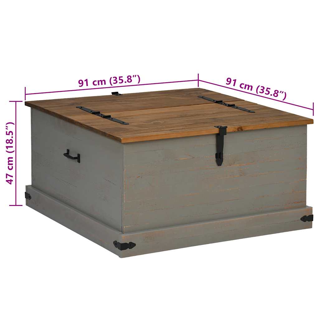 Cassapanca HALDEN Grigio 91x91x47 cm in Legno Massello di Pino | homemem39