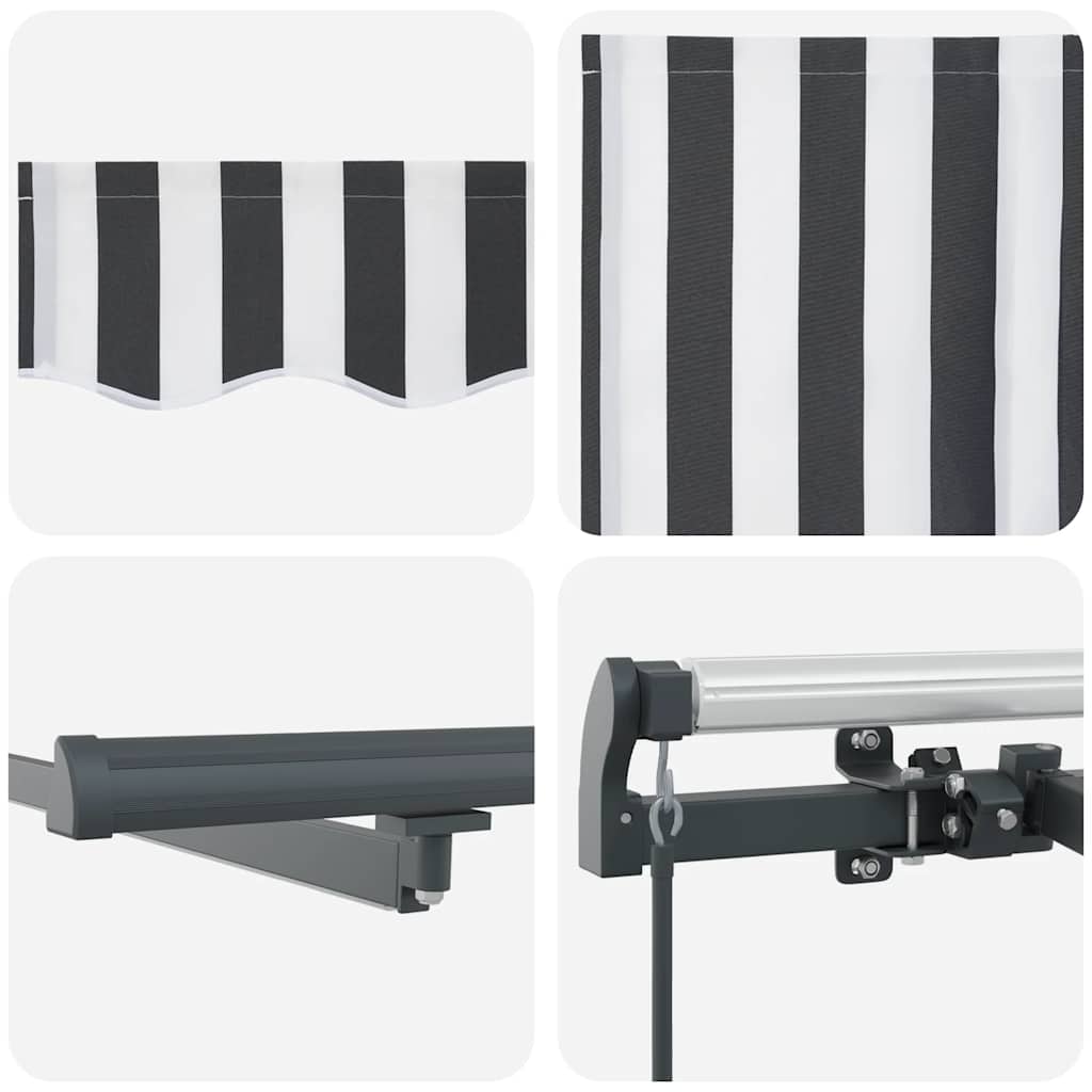 Tenda Retrattile Manuale con LED Antracite e Bianco 400x300 cm | homemem39
