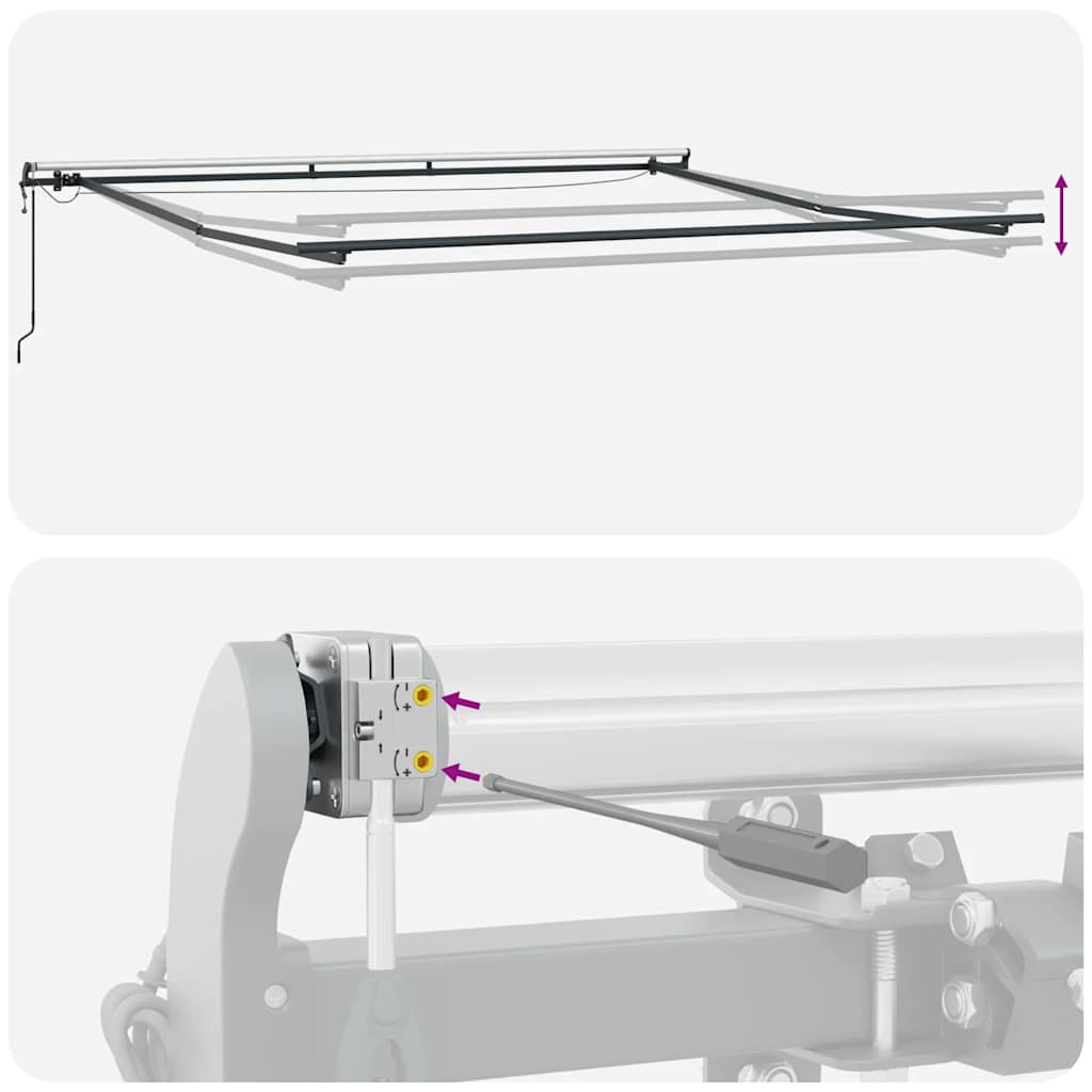 Tenda Retrattile Automatica LED Antracite e Bianco 500x300 cm | homemem39