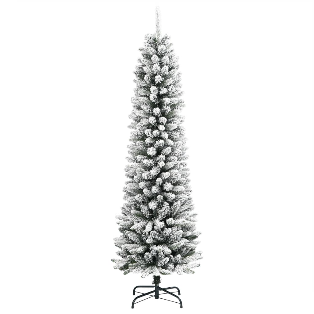 Albero Natale Artificiale Sottile Neve Floccata 180cm PVC e PE - homemem39