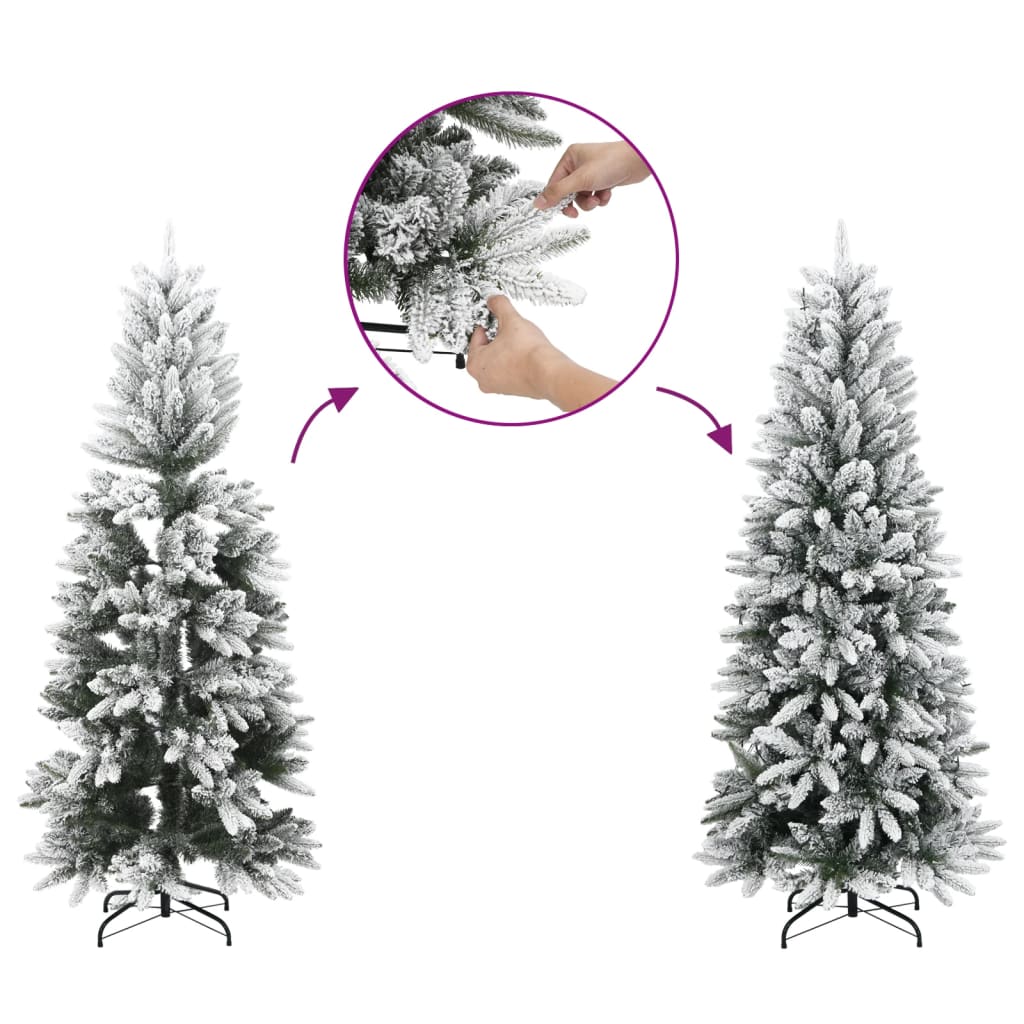Albero Natale Artificiale Sottile Neve Floccata 180cm PVC e PE - homemem39