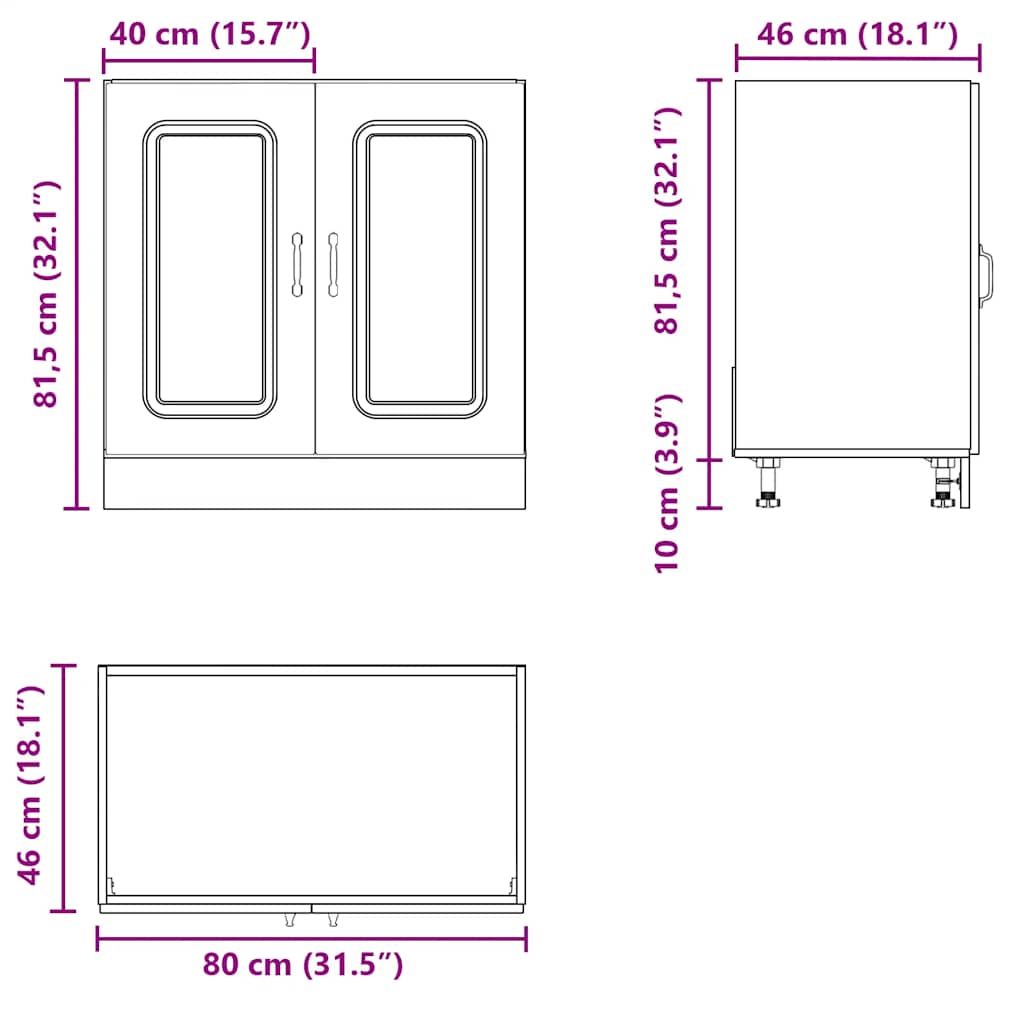 Mobile base lavello Kalmar Rovere Artigianale 80x46x81,5 cm