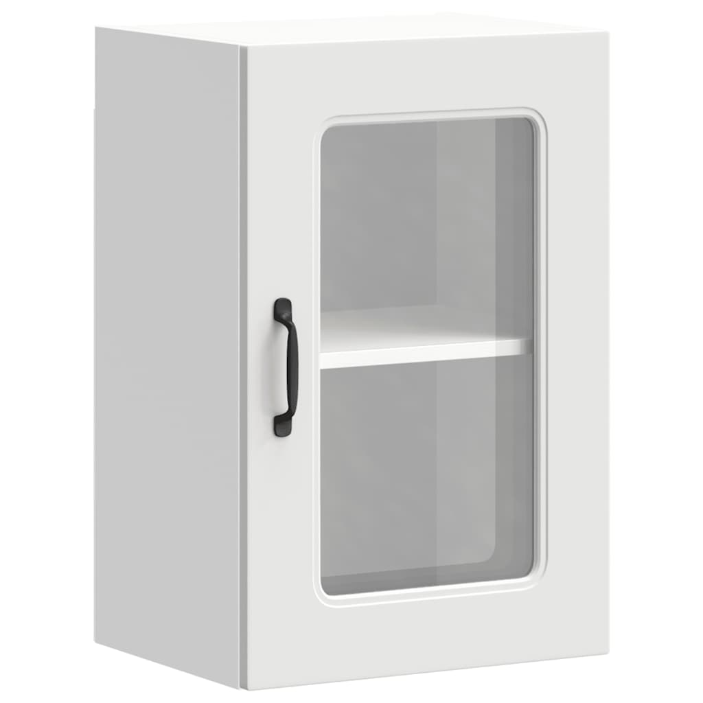 Pensile da Cucina con Porta in Vetro Kalmar Bianco Truciolato - homemem39