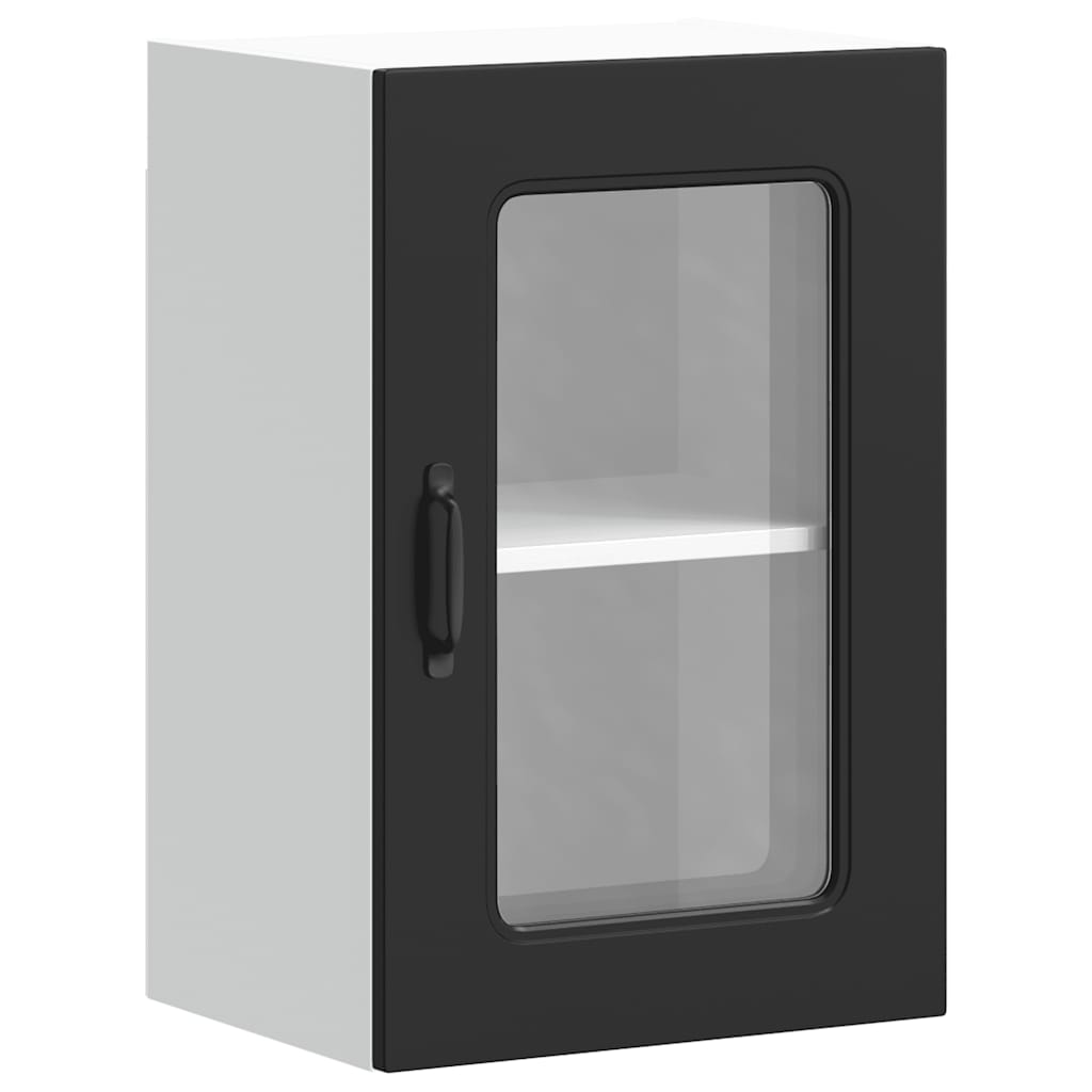 Pensile da Cucina con Porta in Vetro Kalmar Nero Truciolato - homemem39