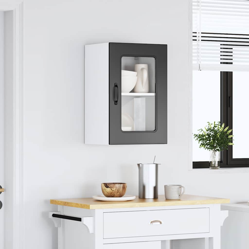 Pensile da Cucina con Porta in Vetro Kalmar Nero Truciolato - homemem39