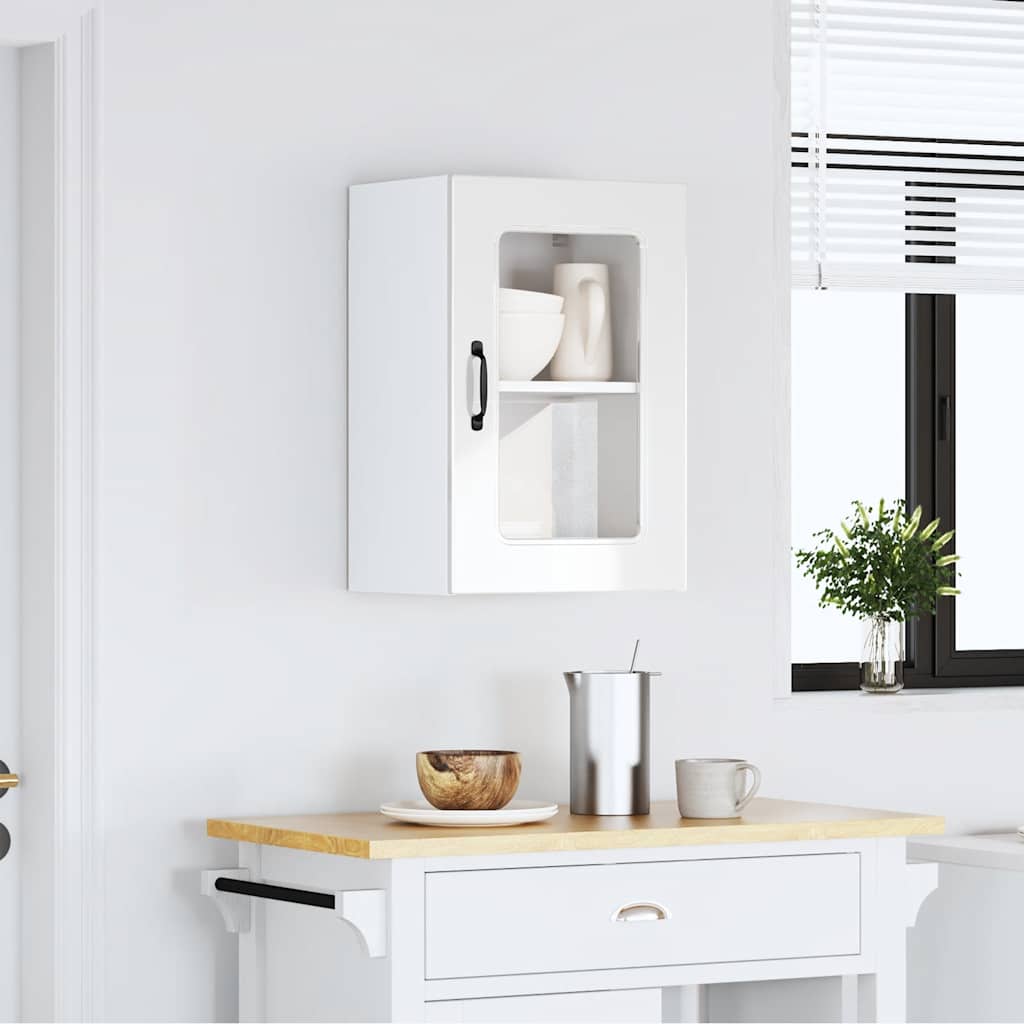 Pensile da Cucina con Porta in Vetro Kalmar Bianco Lucido - homemem39