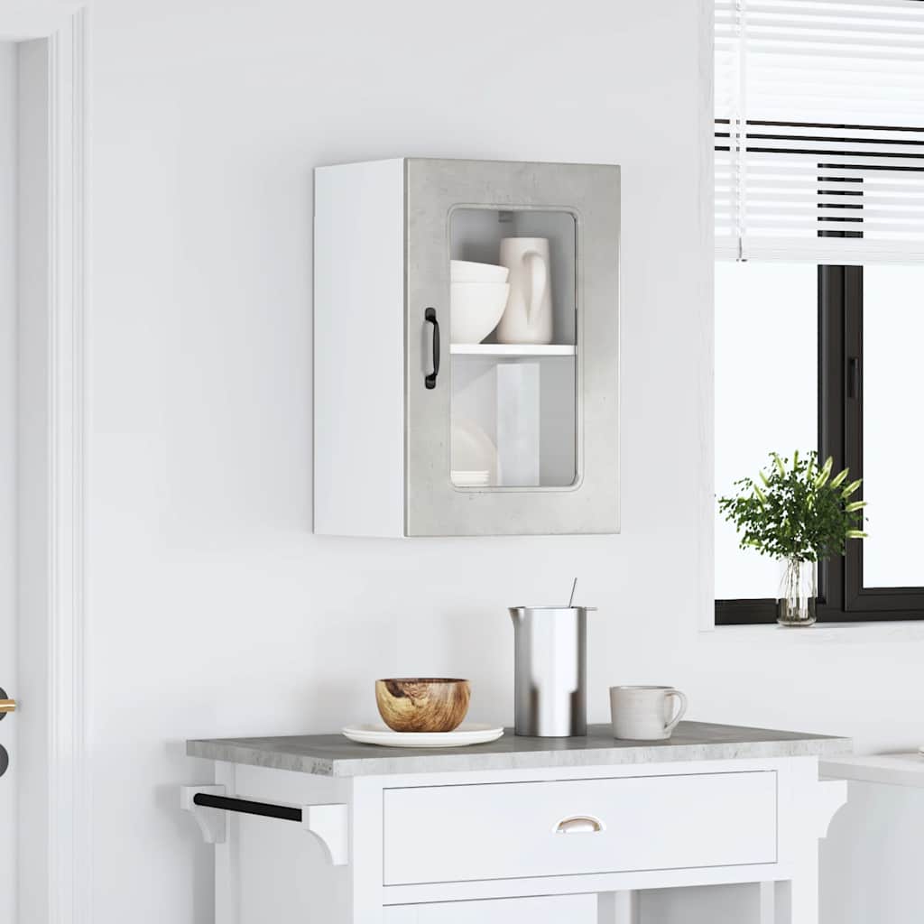 Pensile da Cucina con Porta in Vetro Kalmar Grigio Cemento - homemem39