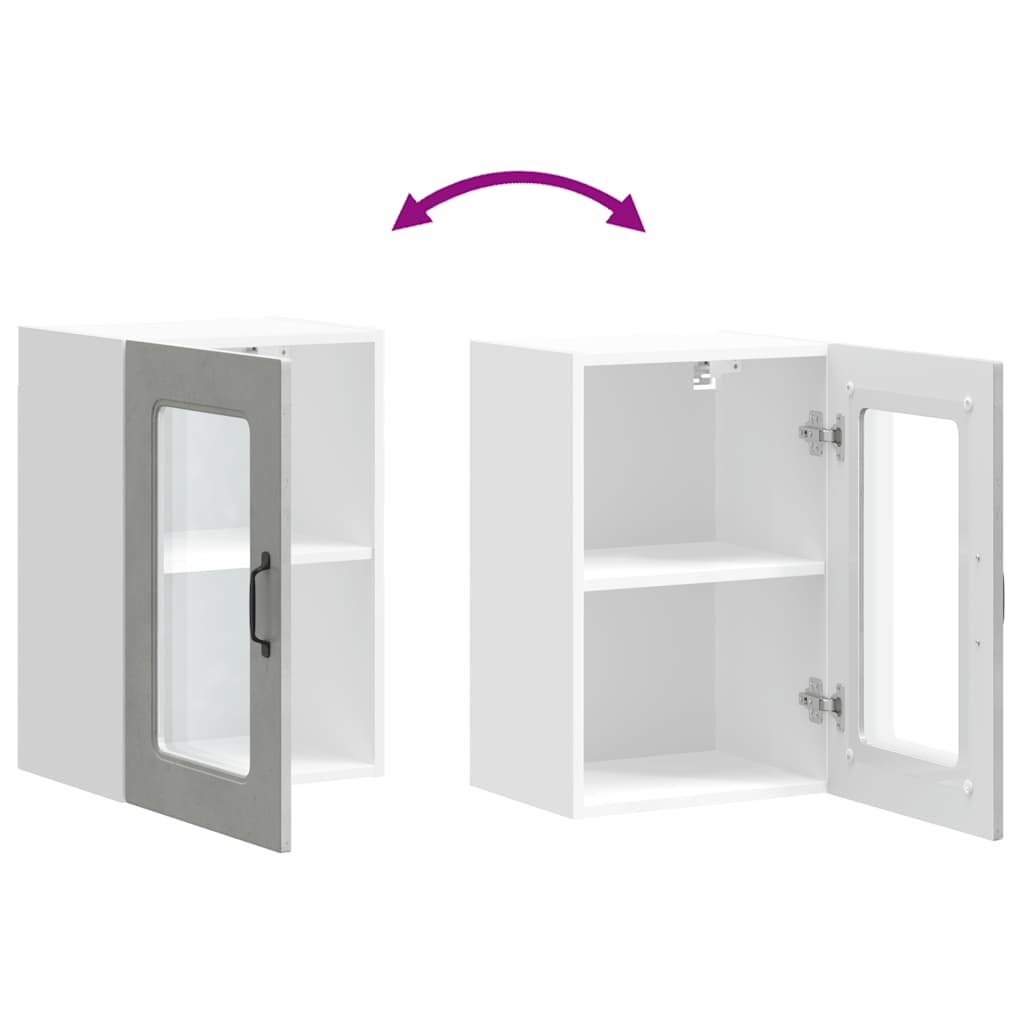 Pensile da Cucina con Porta in Vetro Kalmar Grigio Cemento - homemem39