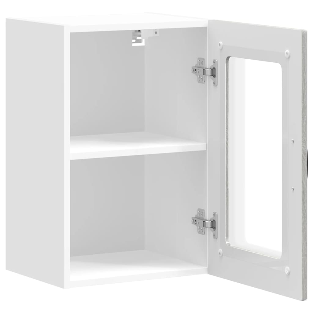 Pensile da Cucina con Porta in Vetro Kalmar Grigio Sonoma - homemem39