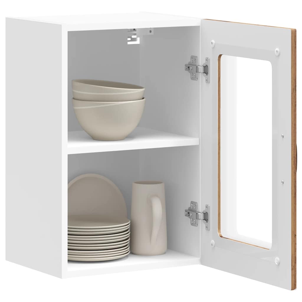 Pensile da Cucina con Porta in Vetro Kalmar Legno Vecchio - homemem39