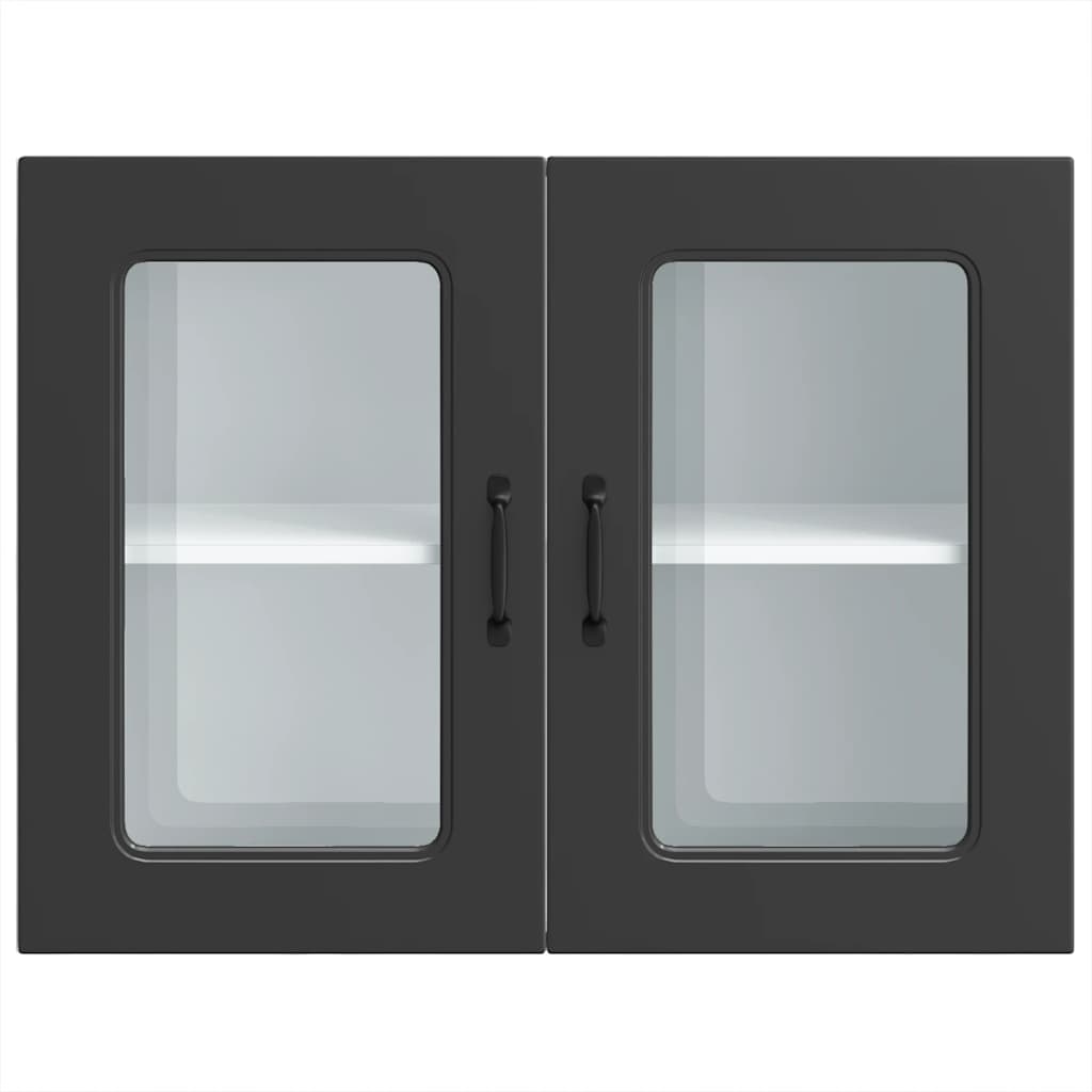 Pensile da Cucina con Porta in Vetro Kalmar Nero Truciolato - homemem39