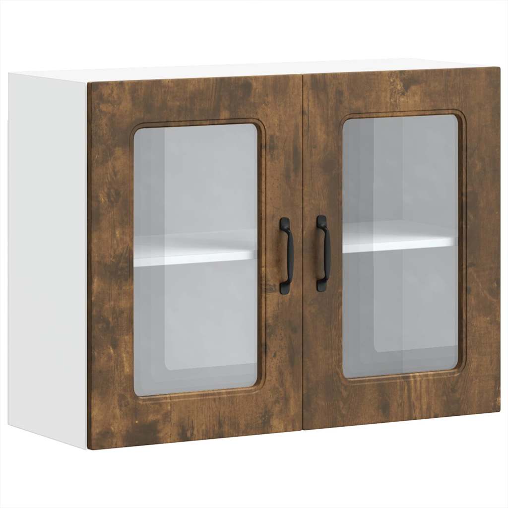 Pensile da Cucina con Porta in Vetro Kalmar Rovere Fumo - homemem39