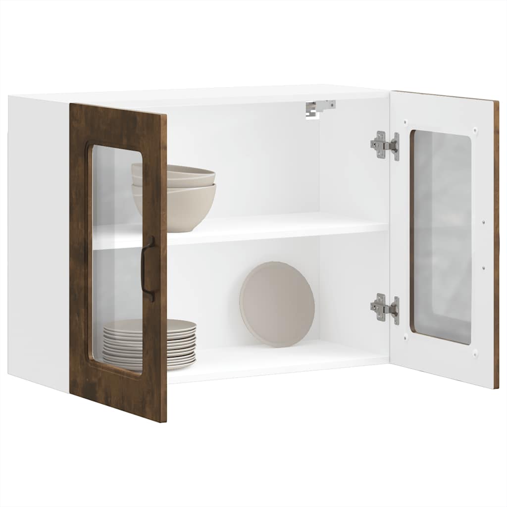 Pensile da Cucina con Porta in Vetro Kalmar Rovere Fumo - homemem39