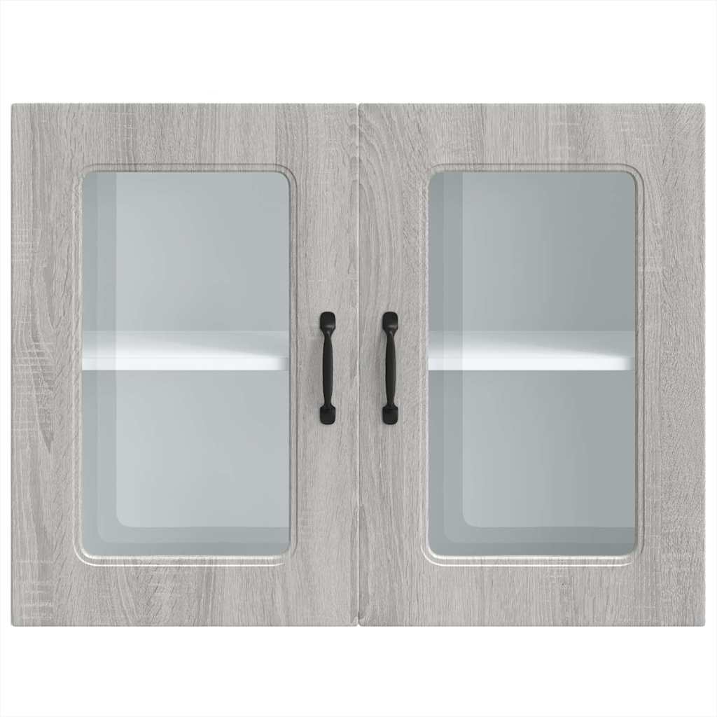 Pensile da Cucina con Porta in Vetro Kalmar Grigio Sonoma - homemem39