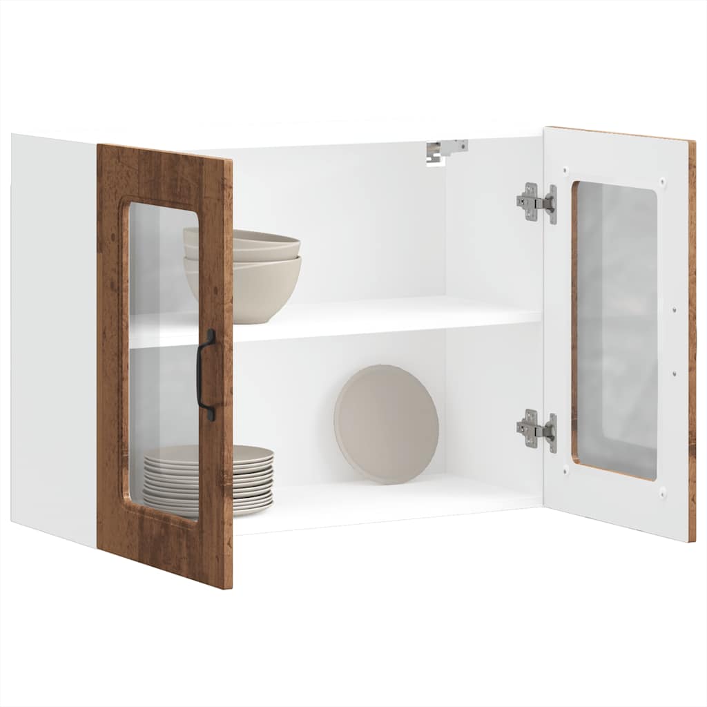 Pensile da Cucina con Porta in Vetro Kalmar Legno Vecchio - homemem39