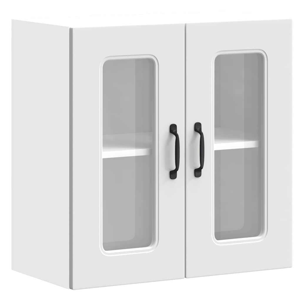 Pensile da Cucina con Porta in Vetro Kalmar Bianco Truciolato - homemem39