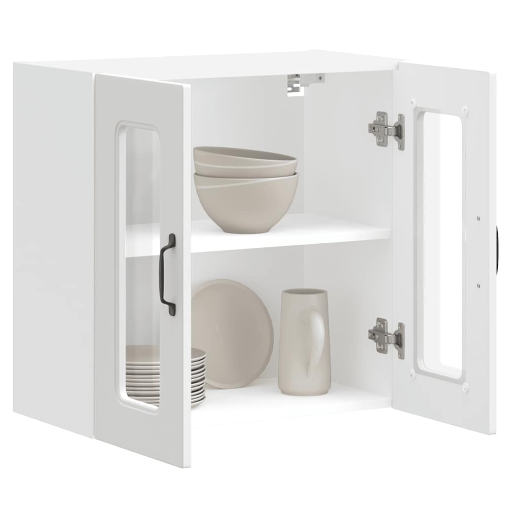 Pensile da Cucina con Porta in Vetro Kalmar Bianco Truciolato - homemem39