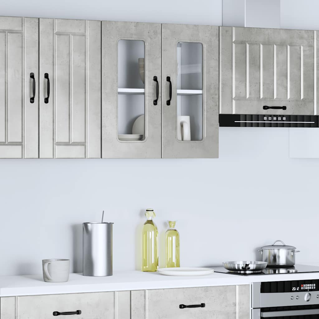 Pensile da Cucina con Porta in Vetro Kalmar Grigio Cemento - homemem39