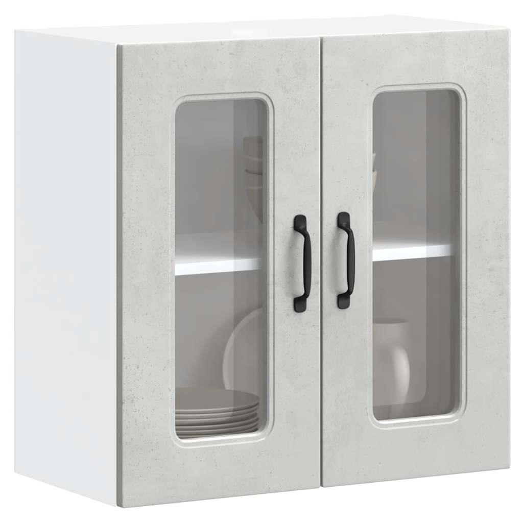 Pensile da Cucina con Porta in Vetro Kalmar Grigio Cemento - homemem39