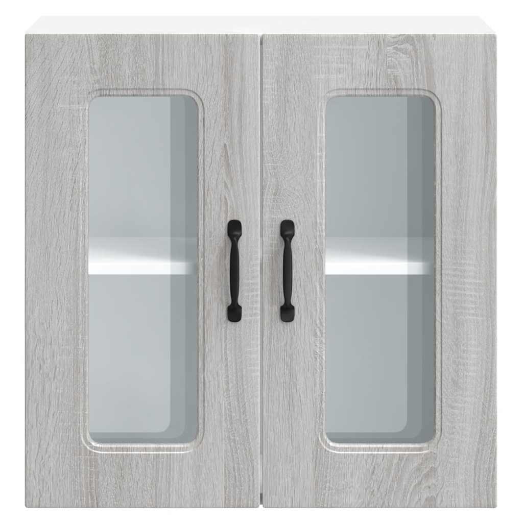 Pensile da Cucina con Porta in Vetro Kalmar Grigio Sonoma - homemem39