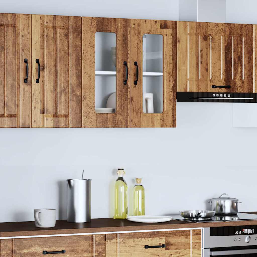 Pensile da Cucina con Porta in Vetro Kalmar Legno Vecchio - homemem39