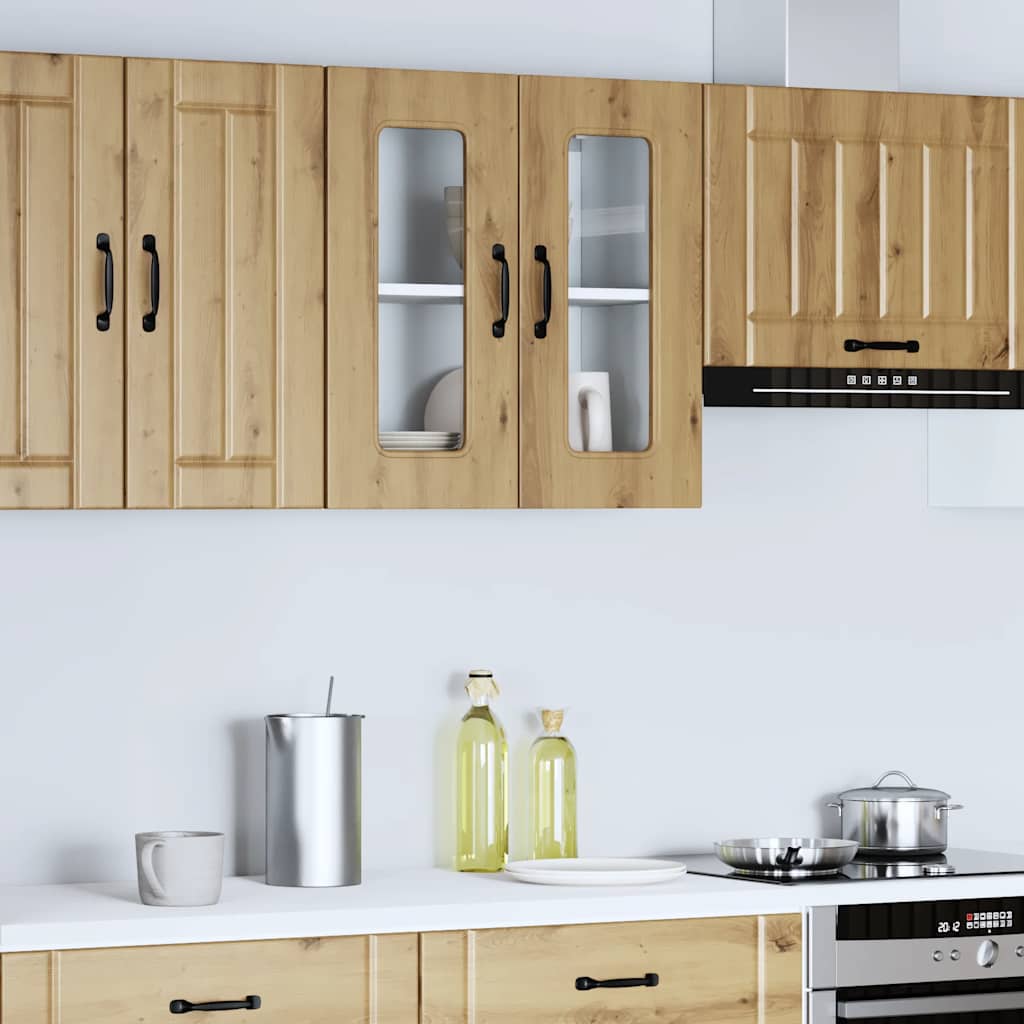Pensile da Cucina con Porta in Vetro Kalmar Rovere Artigianale - homemem39