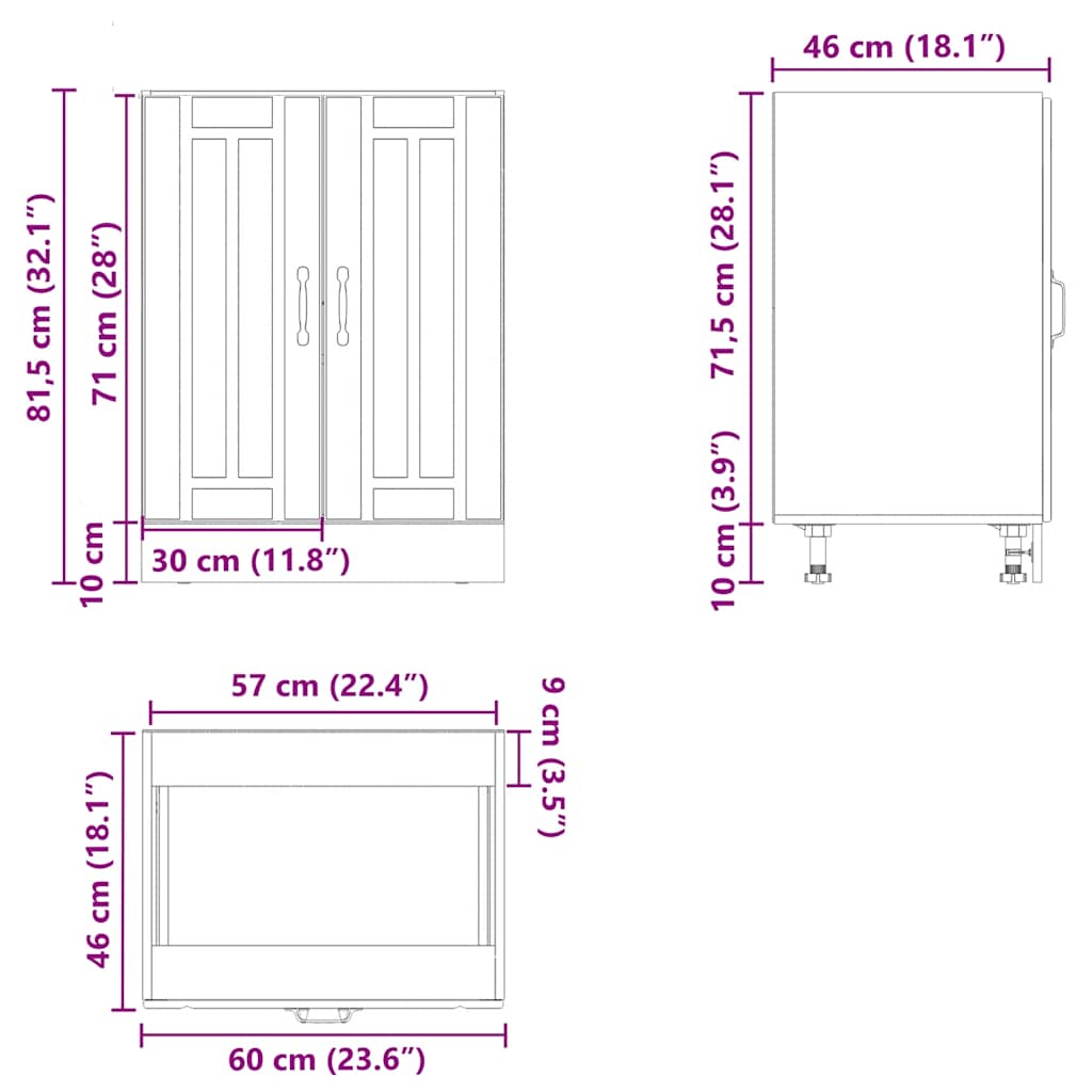 Mobile Base Lavello Lucca Grigio Sonoma in Legno Multistrato - homemem39