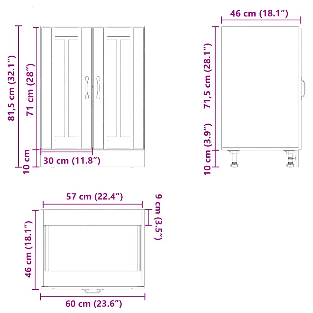 Mobile Base Lavello Lucca Rovere Artigianale Legno Multistrato - homemem39